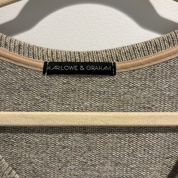 Harlow & Graham Beige Tan Long Scoop Neck Crewneck Tunic Sweater Sz L - Picture 3 of 4